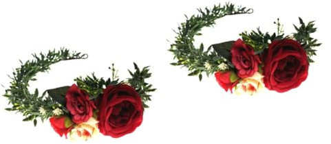 Ipetboom 2stücke Kunstblumenkranz Für Braut Und Brautjungfern Elegantes Haarschmuck-accessoire Für Hochzeiten Fotoshootings Und Besondere Anlässe Rote Rosen-haarband Für Damen