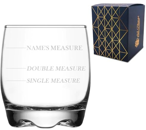 Personalised Engraved Novelty Adora Whisky Glass with 'Name's Measure' Design, Customise with Any Name for Any Occasion, Gift Box Included, Laser Engraved, Birthday Fathers Day Retirement Present