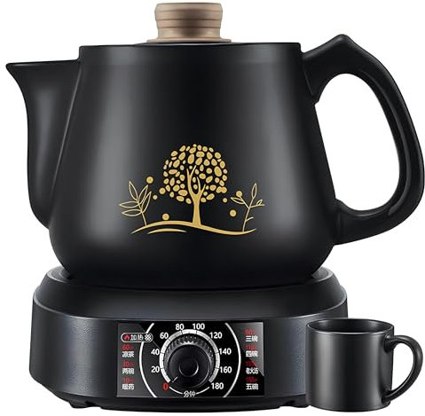 WXFKLDJ Théière Électrique en Céramique 3L, Bouilloire Électrique, Pot De Médecine Chinoise, Pot De Préservation Automatique De La Santé, Conception Fendue avec Tasse