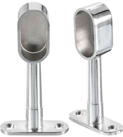sourcing map 2 Pcs 1.22 x 0.63 Closet Rod Support Bracket, Rod Holder Wardrobe Accessories Clothes Rail Seat for Bedroom Bathroom, Silver