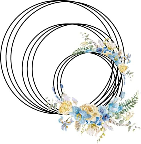 9 Stück Metall-Blumen-Kranz-Makramee-Gold-Kreolen (4 6 Und 8 Zoll) Goldene Metallringe Zum Basteln -Ring-Kranz-Ringe Für Die Herstellung Von Hochzeitskranzdekorationen