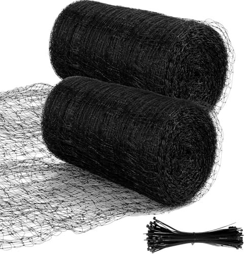 WOPPLXY 2 Stück Vogelschutznetz Schwarz, 2x9m Vogelnetze Vogelschutznetz (14x14mm), Teichnetz Feinmaschig aus Polyethylen für Gärten, Obstbäume, Schwimmbäder, Balkone