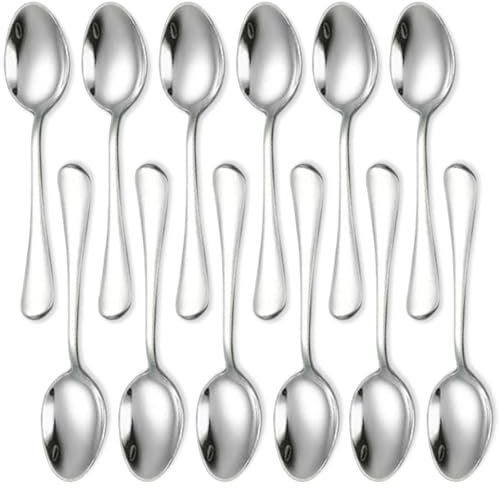 Cuillères à expresso, 12 cuillères à thé en acier inoxydable, 4,95 x 0,98 pouces, petites cuillères portables pour dessert, café, thé, apéritif, maison, cuisine