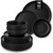 vancasso Black Plates and Bowls Set for 6, Stoneware Dinner Set 18 Piece, Elegant Dinnerware with Matte Glaze, Modern Style Playa Dinner Sets