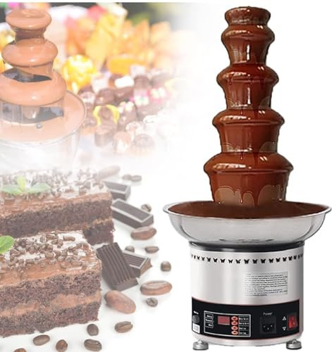 HQYMXYGEUR 4/5/6/7 Tiers Large Chocolate Fountain Machine,Commercial Stainless Steel Electric Chocolate Fountain Maker for Household Birthday Christmas(5tiers)