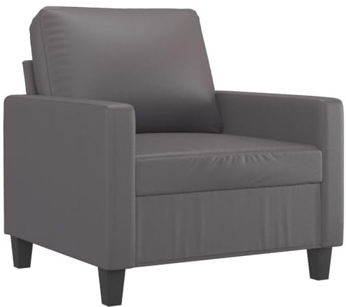 HEFZGDB 3-TLG. Sofagarnitur mit Kissen Grau Kunstleder Kleiner Sessel Jugendsofa Big Sofa Sofa Wohnzimmer für Schlafzimmer Aufenthaltsraum Büro Empfangsraum