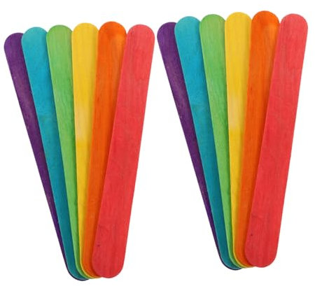 Gadpiparty 100stücke Holzstäbchen Zum Basteln Farbwachsstäbchen Eisstiele Rührstäbchen Schwingstäbchen Jumbo-bastelstäbchen Stäbchen Zum Basteln Farbige Eisstiele Für Diy-projekte