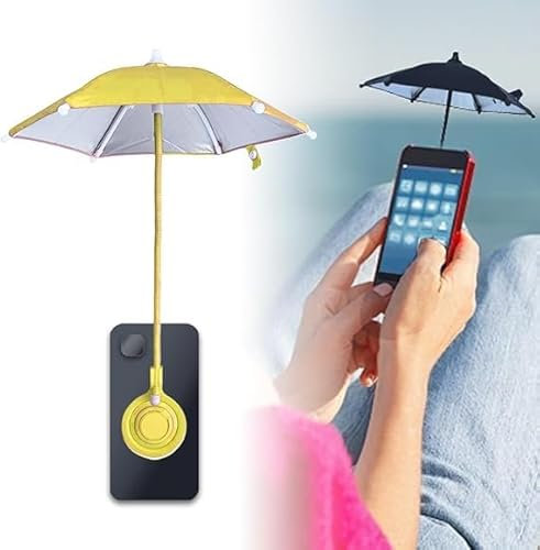 Phone Umbrella, Anti-Glare Sun Shade, Mini Umbrella for Cell Phone Shade fom Sun, Magnetic Phone Umbrella for Sun Shade, Protects from Sunlight and Glare, Outdoor Activities, Universal (Yellow)