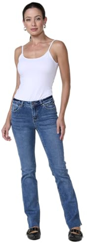Koroshi Pantalón Jeans Mujer Regular Push Up Deshilachado Azul Oscuro, de Color Azul OSC/Dark Blue, Talla 36