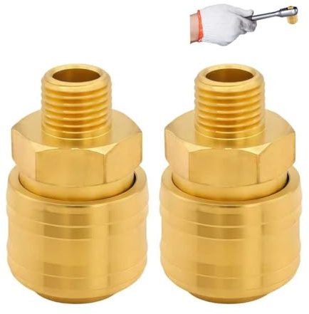 2pcs Schnellkupplung Druckluft NW 7,2 Mit 1/4 Zoll Außengewinde BSP Für Druckluftanschluss - Hochwertige Druckluftkupplung, Einhandbedienung, Rückschlagventil, Messing Blank, Druckluft Schnellkupplung
