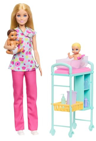 Barbie Careers Baby Doctor Playset with Blonde Fashion Doll, 2 Baby Dolls, Exam Table & Accessories
