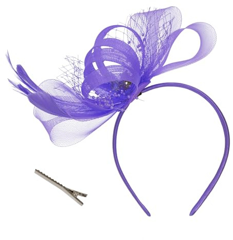 sy soul young Fascinator Hut für Damen Pillbox Hut mit Schleier Headpiece Feathers Teeparty Hochzeit Derby Gems
