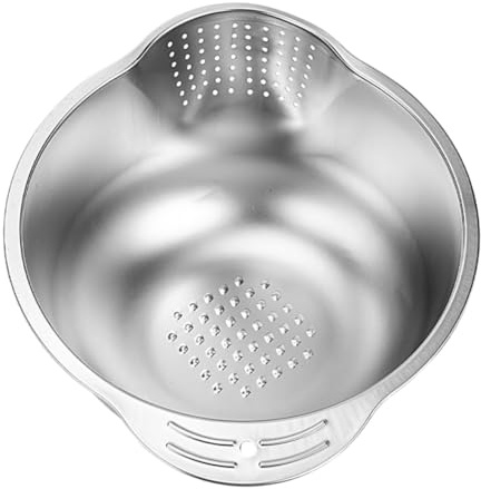 ARTSEWPLY Lavabo De Arroz De Acero Inoxidable Cuenco Para Lavar Arroz Cesta Para Colar Alimentos Para Lavar y Escurrir Frutas y Verduras La Cocina