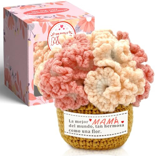 Regalo Mamma, Regalo Mamma Compleanno Decorazioni per la Vaso con Garofani all'uncinetto, la Migliore Idea regalo per la festa della mamma