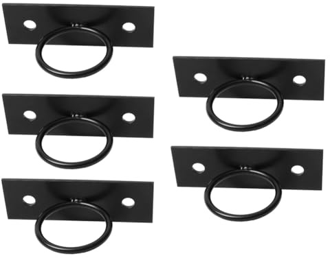 Gosera Paquet de 5 Supports de Corde D'Anneau Décoratif Noir pour Clôture de Corde, Rampe D'Escalier, Rampe Murale, Crochet de Plafond