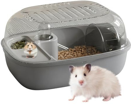 Hamsterkäfig, Oben zu öffnende Kleintier-Aktivitätshaus, transparentes Haustier-Mäusehaus, für drinnen und draußen, Reisewohnung
