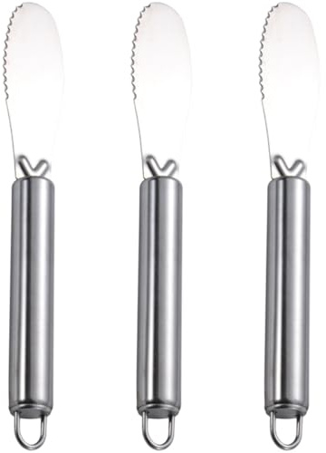 NUOBESTY Couteaux à Beurre Inox 3 Pièces – Spatules Multifonctions pour Étaler Fromage Confiture et Gâteau – Lame Lisse Portable et Facile à Nettoyer – Ustensiles Cuisine pour Sandwichs