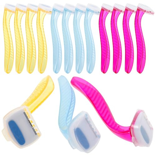 MAGICLULU Lot de 15 Rasoirs Corporels Manuels en Acier Inoxydable, Épilateurs pour Femmes et Filles, Couleur Rouge, Jaune et Bleu Clair, pour Bikini, Aisselles et Bras, pour Voyage et Soin