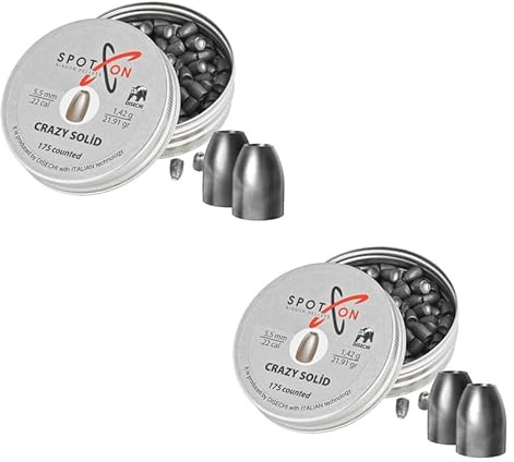 Balines Spoton Crazy Solid (5,5mm) | 175 uds por Caja. Balines de Gran Estabilidad. Pack de Dos Cajas.