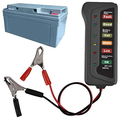AOWINHIT Analizador de Probador de Batería de Automóvil de 12 V con Pantalla LED para Verificación de Alternador y Arranque, Probador de Carga de Batería Fácil de Usar para Automoción