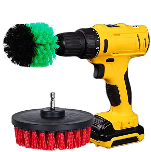 OxoxO Drill Brush - 3 5 Medium Stiff Power Scrubbing Brush Drill Attachment Compatible with Cleaning Showers Tubs Tile Grout Carpet Concrete Brick (Pack of 2)