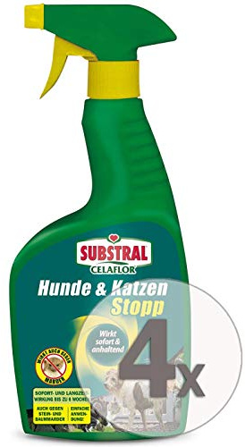 Substral-Celaflor Hunde & Katzen Stopp Fernhaltemittel Spray Sparpaket, 4 x 500 ml + Zeckenzange mit Lupe