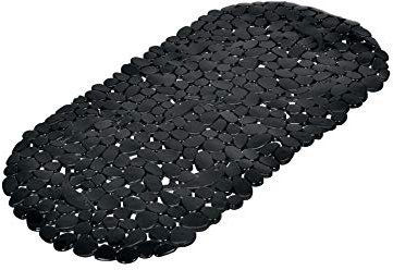PVC Badewanneneinlage 36x69cm Steinoptik Badewanne Wanne Anti Rutsch Einlage Matte Badewannenmatte Duschmatte Antirutschmatte rutschfest Kiesel Steine BPA frei (Schwarz)