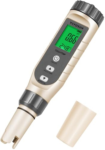 VIVOSUN pH-Mètre Numérique 3-en-1 Avec ATC, ±0,1 pH Précision, Mesureur Qualité Eau 0-14 pH Pour Hydroponie, Eau Maison & Piscines​