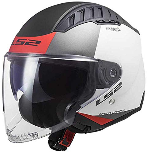 LS2, motohelm jet Copter urbane weiss rot, XS
