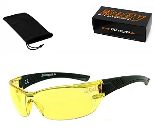 HELLY® - No.1 Bikereyes® | Bikerbrille, Motorrad Sonnenbrille, Motorradbrille | beschlagfrei, winddicht, bruchsicher | TOP Tragegefühl | Brille: i-cut