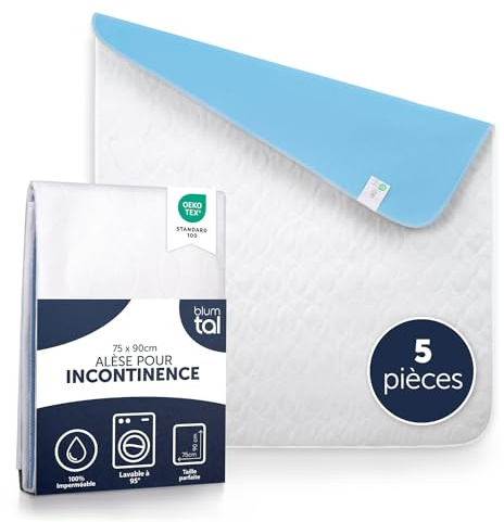 Blumtal Protector de Colchón - Almohadilla Lavable para incontinencia, 75x90cm (5 Unidades)
