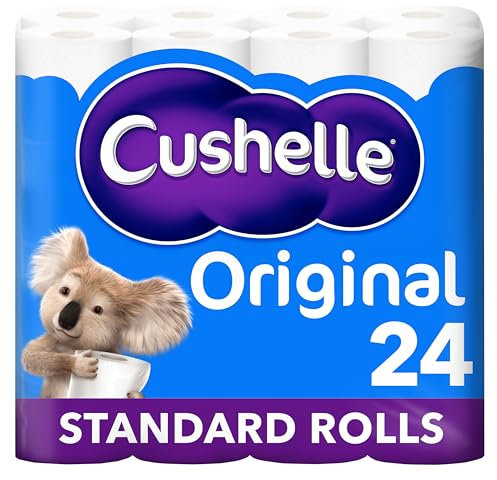 Cushelle Original Toilet Paper Bulk Buy, 24 White 2 ply Toilet Rolls