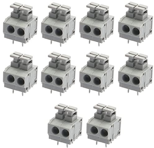 WITTKOWARE 10x Zugfeder Leiterplatten-Anschlussklemmen, RM5, 90°, 8A/300V, grau, 2-polig
