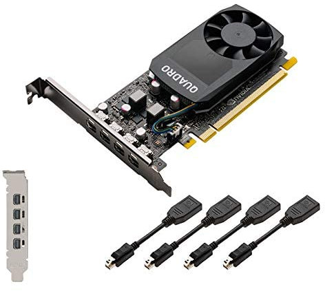 hp Nvidia Quadro P620 - Scheda grafica da 2 GB (512 core CUDA, GDDR5, 128 bit, PCI Express x16 3.0), con cavi da x4 mDP a DP, staffe ad alto e basso profilo, 3ME25AA, in confezione semplice
