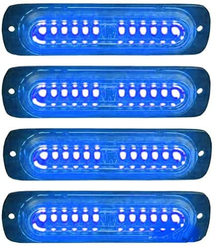 luces estroboscópicas LED para coche, paquete de 4, 12 V/24 V, luz intermitente de emergencia, luz de policía para camión, vehículo todoterreno, vehículos todo terreno (Azul)