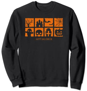Fantôme, squelette, lanterne Jack o' Lantern, pierre tombale pour Halloween Sweatshirt