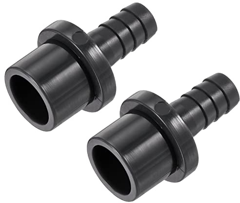 sourcing map PVC Pipe Fitting 10mm Barbed x 20mm OD Spigot Straight Tube Adapter Hose Quick Connector, Black Pack of 2