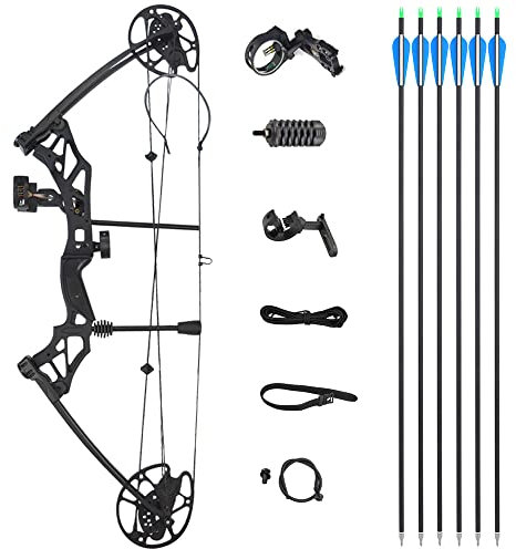 Compoundbogenset 35 Zoll Bogenset für Bogenschießen 30-60lbs Einstellbar Sportbogen 320fps für Erwachsene Anfänger Outdoor-Bogenschießen Jagd (Bogen Set)