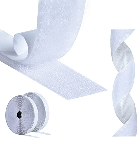 AiQInu kardborreband, självhäftande, 10 m kardborreband, extra stark dubbelsidig, 30 mm bred, självhäftande dyna, innehåller kardborreband och krokband, kan användas för hushåll, gör-det-själv och