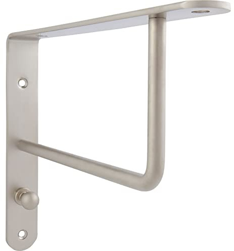 GRIMME 05 0750 09.09 vernickelt matt Kemwer Garderobenkonsole (Regalträger) Winkel mit Kleiderhaken, Regalbodenträger für die Garderobe, Stahl