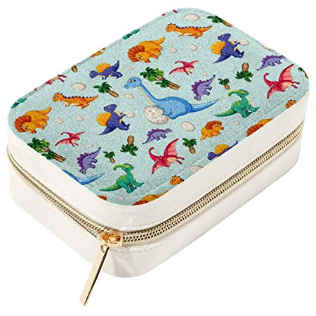 Doppio strato portatile da viaggio mini gioielli custodia display contenitore scatole carino cartone animato dinosauro cucciolo uovo