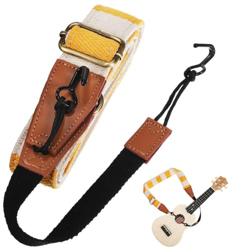 Vaguelly Adjustable Ukulele Strap No Drill Design with Double J Hook Comfortable Shoulder Strap for Soprano Concert Tenor Ukuleles Yellow Plaid Portable Ukulele Belt