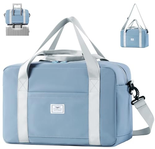 FIORETTO for Ryanair Handgepäck 40x20x25 mit abnehmbarem Schultergurt Small Reisetasche Handgepäck Tasche für Flugzeug mit Feuchttasche Weekender Carry on Luggage für Herren Damen Blau