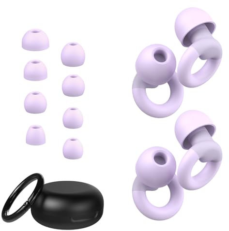 JUSTRVN Ear Plugs for Sleeping, 2 Pairs of Hearing Protection Ear Plugs for Concert,Noise Sensitivity,Study, Soft Silicone Reusable Earplugs for Noise Reduction 25dB-30dB