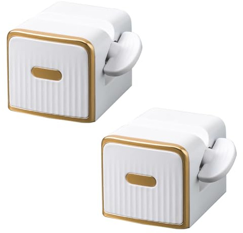 XIZONLIN 2Pcs Toothpaste Squeezer Rolling Tube Toothpaste Squeezer Bathroom Wall Hanging Tube Squeezer Dispenser with Adhesive Patch for Toothpaste Tubular Cosmetic White