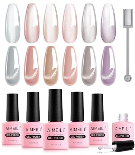 AIMEILI Cat Eye UV Gel Set - 6 Farben Nagellack Mit Magnet, Soak Off UV Nagellack - 8ml, 6-62