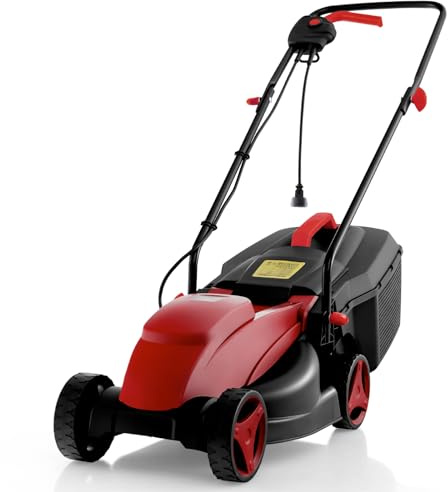 Goplus Electric Lawn Mower, Versatile Corded Lawn Mower with Grass Collection Box, 10 AMP Motor, 13 Cutting Deck, 3 Adjustable Cutting Positions, Walk-Behind Small Lawnmower for Garden Farm Yard