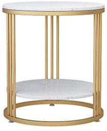 IMYOGI Exquisite Nachttische, Balkon-Beistelltisch, doppellagiger Marmor-Couchtisch für Wohnzimmer, Hotel, Büro, Schlafzimmer, Sofa, Beistelltisch, Korbtisch (Farbe: A, Größe: 50 x 50 x 55 cm)