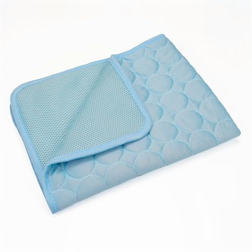 GIBZ Kühlmatte Hunde, Selbstkühlende Hundematte, Kühldecke Katzen, Kühlkissen für Haustiere, Waschbar Hund Kältematte für Drinnen, Draußen und Auto, Hellblau, 70x55cm