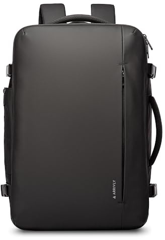 Arrivly Reseryggsäck för Kvinnor och Män – Kabinryggsäck 55x40x20 Vattentålig, 50–65L med 17-tum Laptopficka och Många Fickor – För Resor och Fritid – Svart